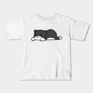 Black and White Chub Cat Kids T-Shirt